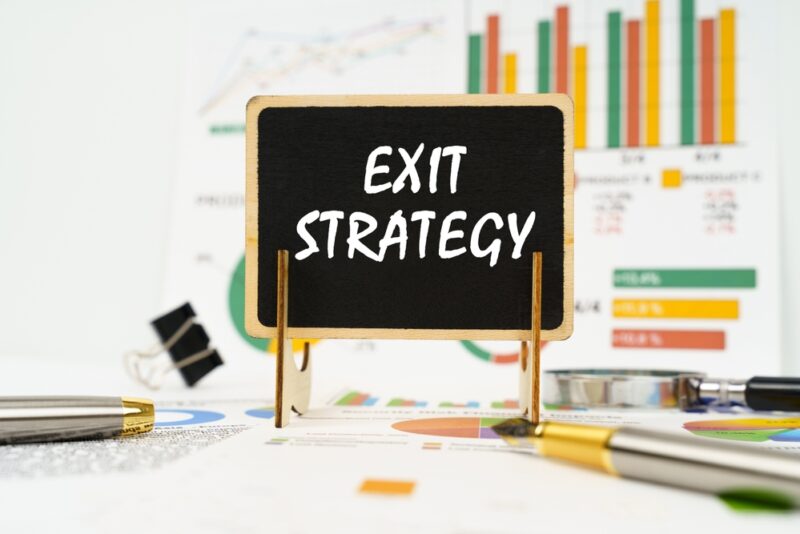 An image representing the planning of an exit strategy, long after SaaS acquisition.  